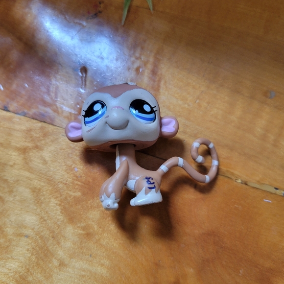 Littlest Pet Shop LPS #1450 Monkey Brown Cream Blue Eyes 2007 B - Picture 8 of 11